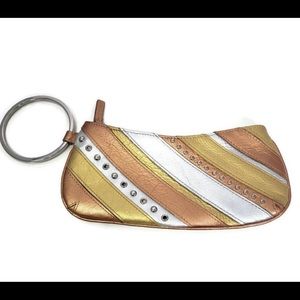 Fossil Wristlet Purse Metallic Studded Leather.